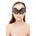 Kayso Mysterious Elegance Black Laser Cut Masquerade Mask with Red Rhinestones One Size K2002RDBK